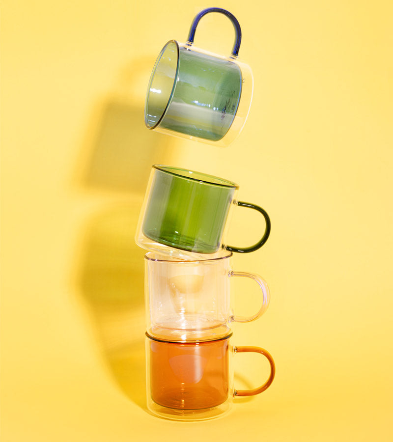 Pair-a-tea pink-green double-walled borosilicate cup set