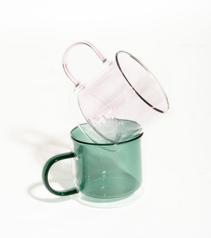 Set di tazze a doppia parete in borosilicato Pair-a-tea rosa-verde