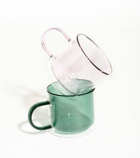 Pair-a-tea pink-green double-walled borosilicate cup set