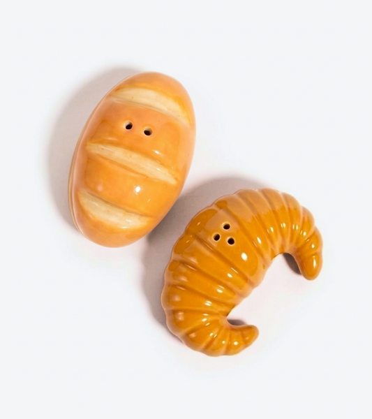 Baguette and brioche salt and pepper shakers