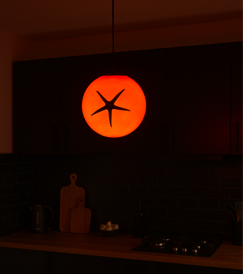 Lámpara tomate para colocar o colgar