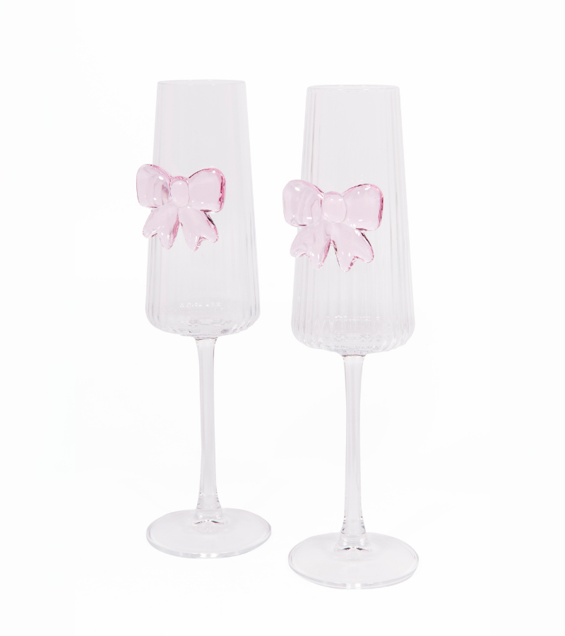 Set of 2 champagne flutes with bow