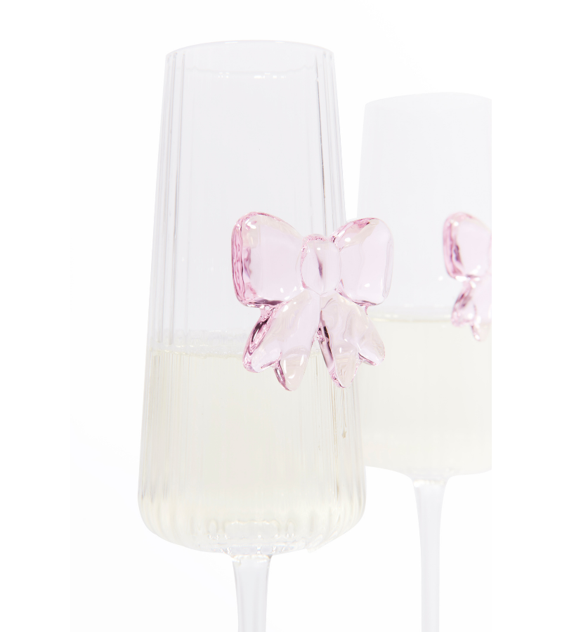 Set of 2 champagne flutes with bow
