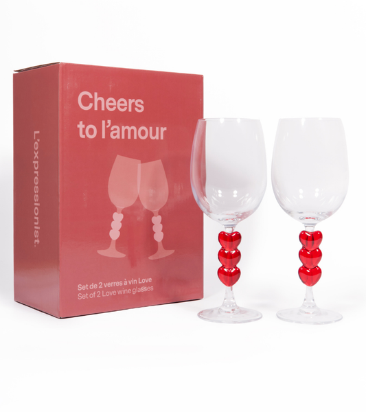 Coffret de deux verres à vin coeurs