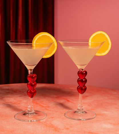 Set aus zwei Martini-Gläsern mit Herz-Motiv