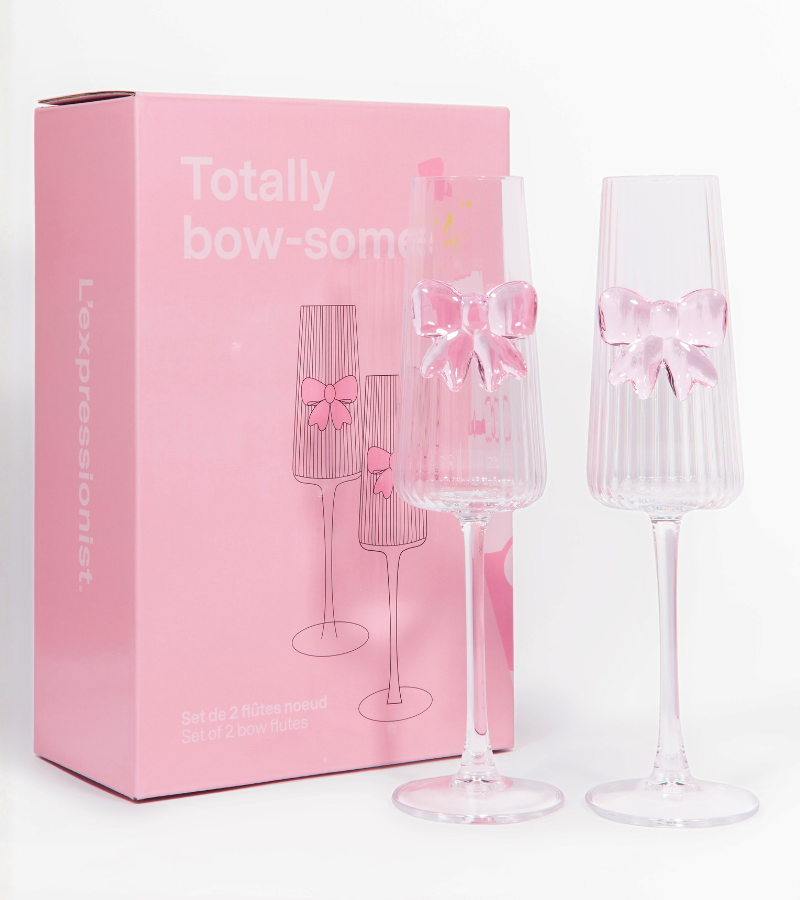 Set of 2 champagne flutes with bow