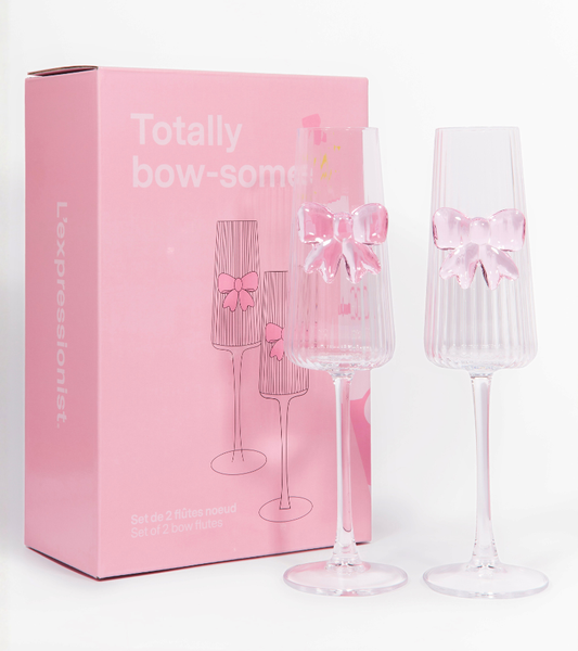 Set of 2 champagne flutes with bow