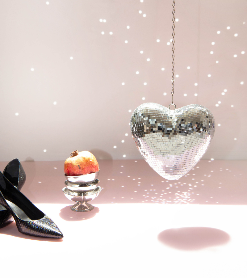 Corazón de discoteca colgante